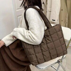 PUFFER Tote Bag - Chocolate Brown